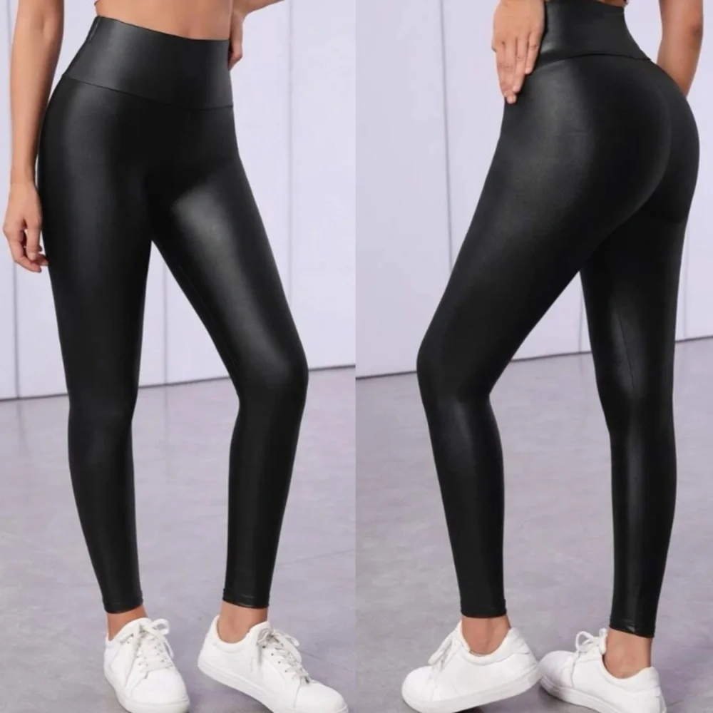 Sexy high waisted vegan leather leggings